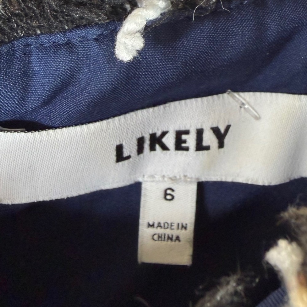 New Likely Alia MultiTweed Half Sleeve Mini Academia‎ Dress size 6 Black/Blue/Wh - Picture 2 of 7